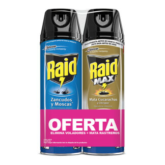 Raid Spray Zancudos Y Moscas 235 Ml + Raid Max 235 Ml