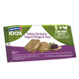 Galleta Sandwich Yogurt Griego Acai 6 Unidades