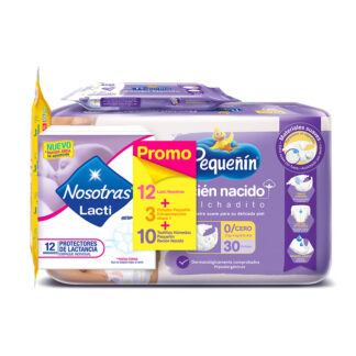 Pañal Pequeñin Recien Nacido 30 + Lacti 12 + Toalla Recien Nacidos 10