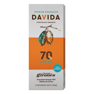 Chocolatina Davida Amargo 70% Cacao 50Gr